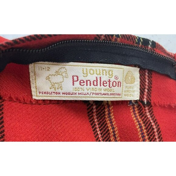 Vintage Young Pendleton Girls Size 11-12 Red Wool Tartan Plaid Pleated Skirt - Picture 5 of 13